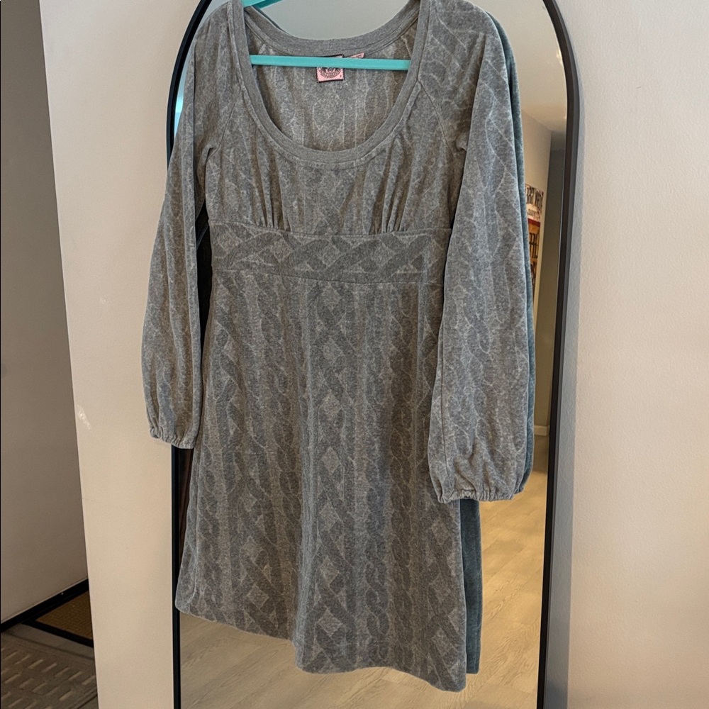 Juicy Couture velour sweater dress grey vintage y2k girly dress winter velvet